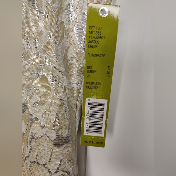 NWT Gianni Bini Cream and Silver Floral Dress Size 6 - Picture 4 of 4